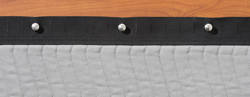 Securely hang Palmer StudStrip elevator pads from cab studs without grommets or additional hardware.